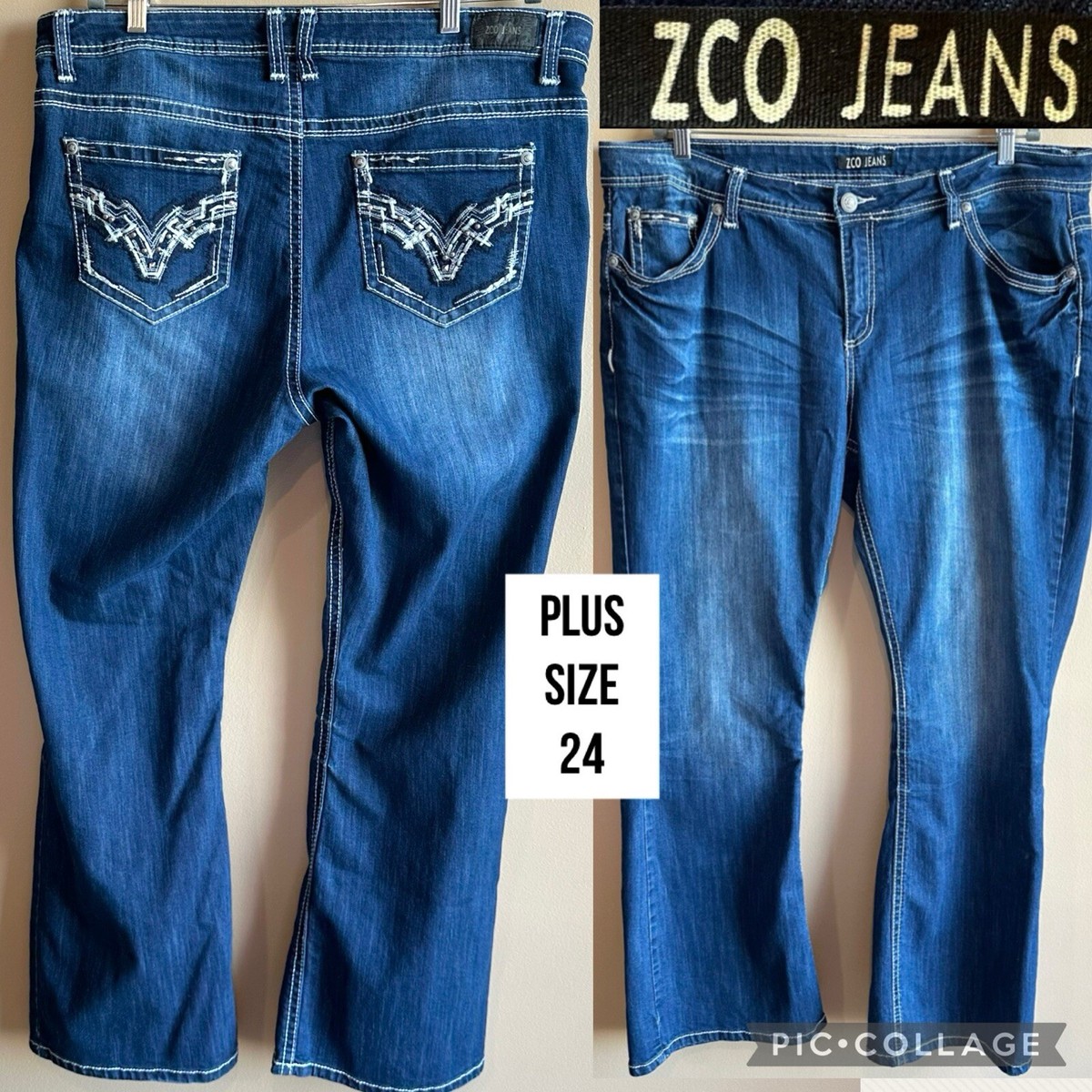 ZCO Womens Jeans Low Rise Bootcut Embellished Studded
