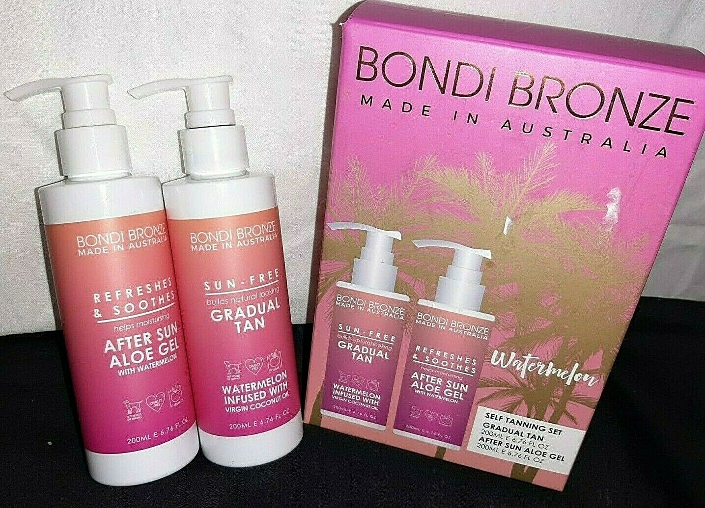 BONDI BRONZE Gradual Tan + After Sun Aloe Gel Watermelon Self Tanning GiftSet
