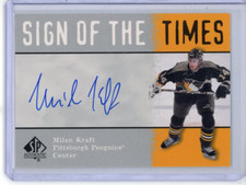 2000-01 SP Authentic Sign of the Times Penguins Hockey Card #MK Milan Kraft