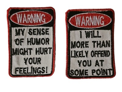 iron on sew on patches Set Funny Warning Sign EMBROIDERY Patch Biker (3 ...