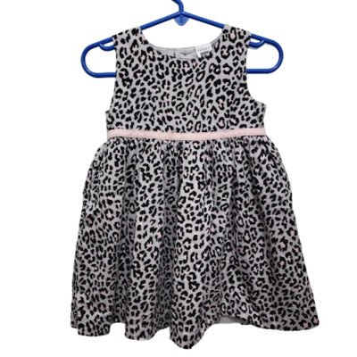Carters Grey Black Leopard Animal Print Fancy Baby Girls Dress Size 18 Months