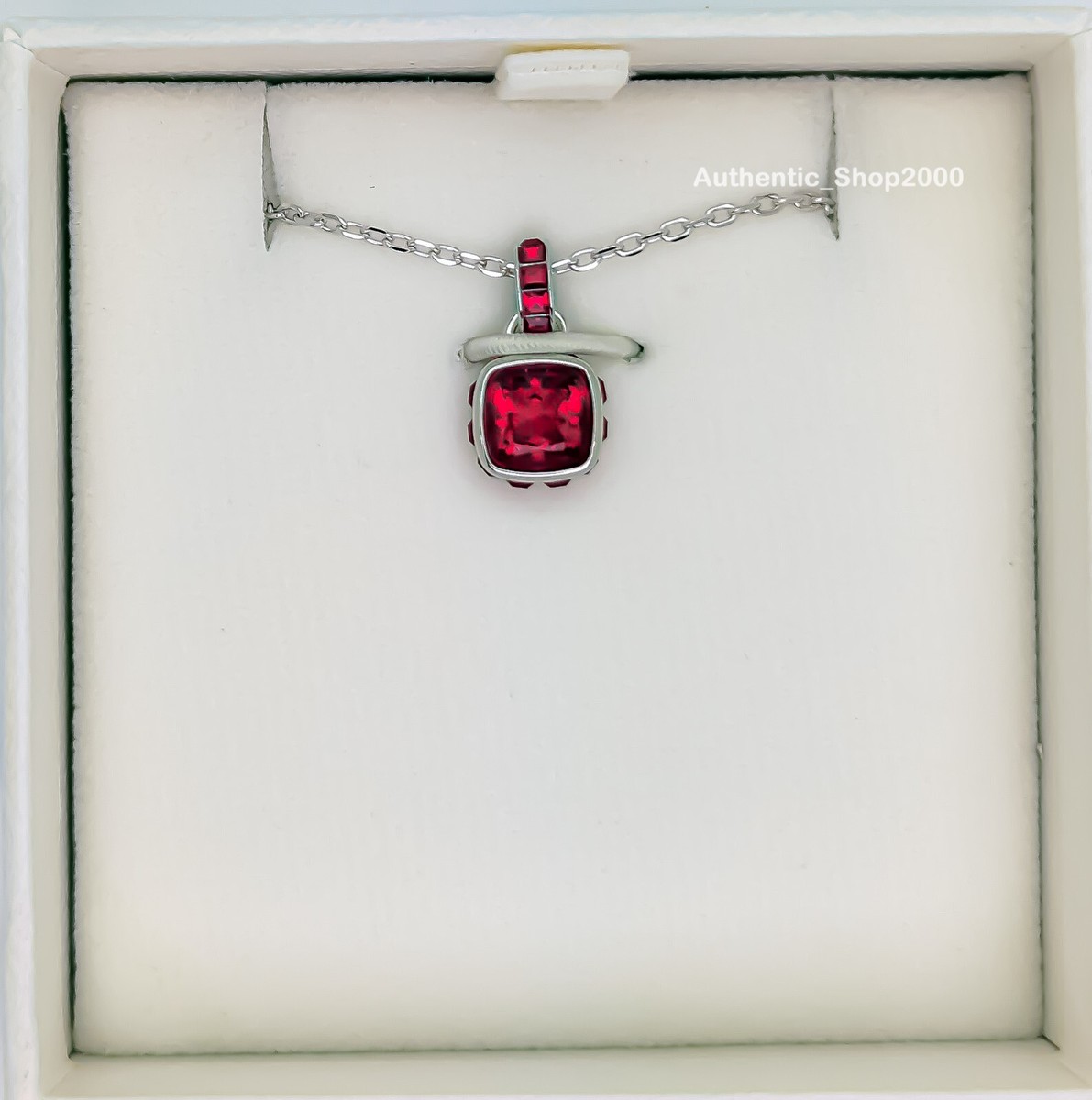 ★SWAROVSKI★ Birthstone Pink Necklace 5651708 (February) Birthstone pendant, Square cut, February, Purple, Rhodium