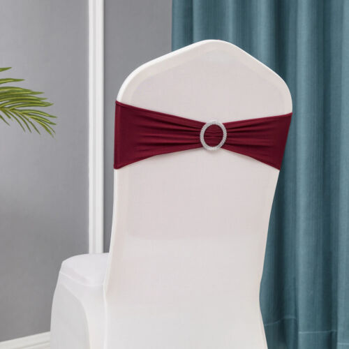 50pcs/lot Stretch Spandex Chair Covers Bands With Buckle Slider Chair Sashes Bow - Picture 14 of 43