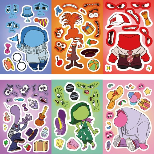 Inside Out Anime Puzzle Aufkleber Kinder Puzzle DIY Spielzeug Make A Face Sticker - Bild 10 von 14