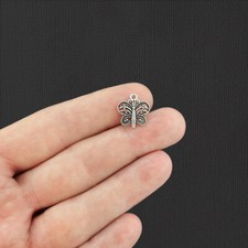 BULK 100 Butterfly Antique Silver Tone Charms - SC3642