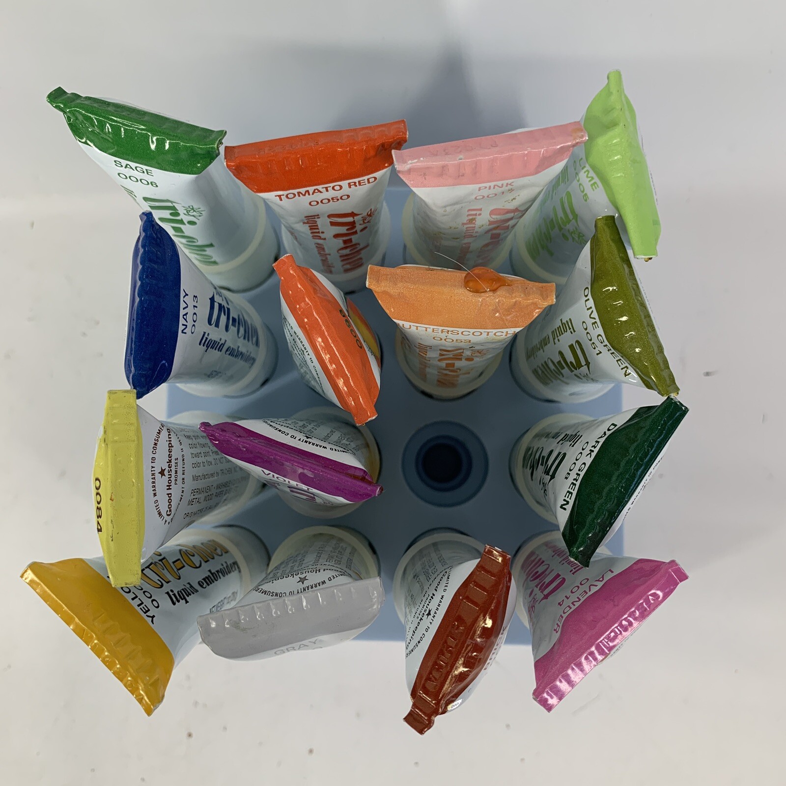 Tri Chem Liquid Embroidery Paint Lot 15 Tubes with Holder Vintage eBay