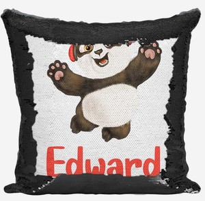 panda sequin pillow