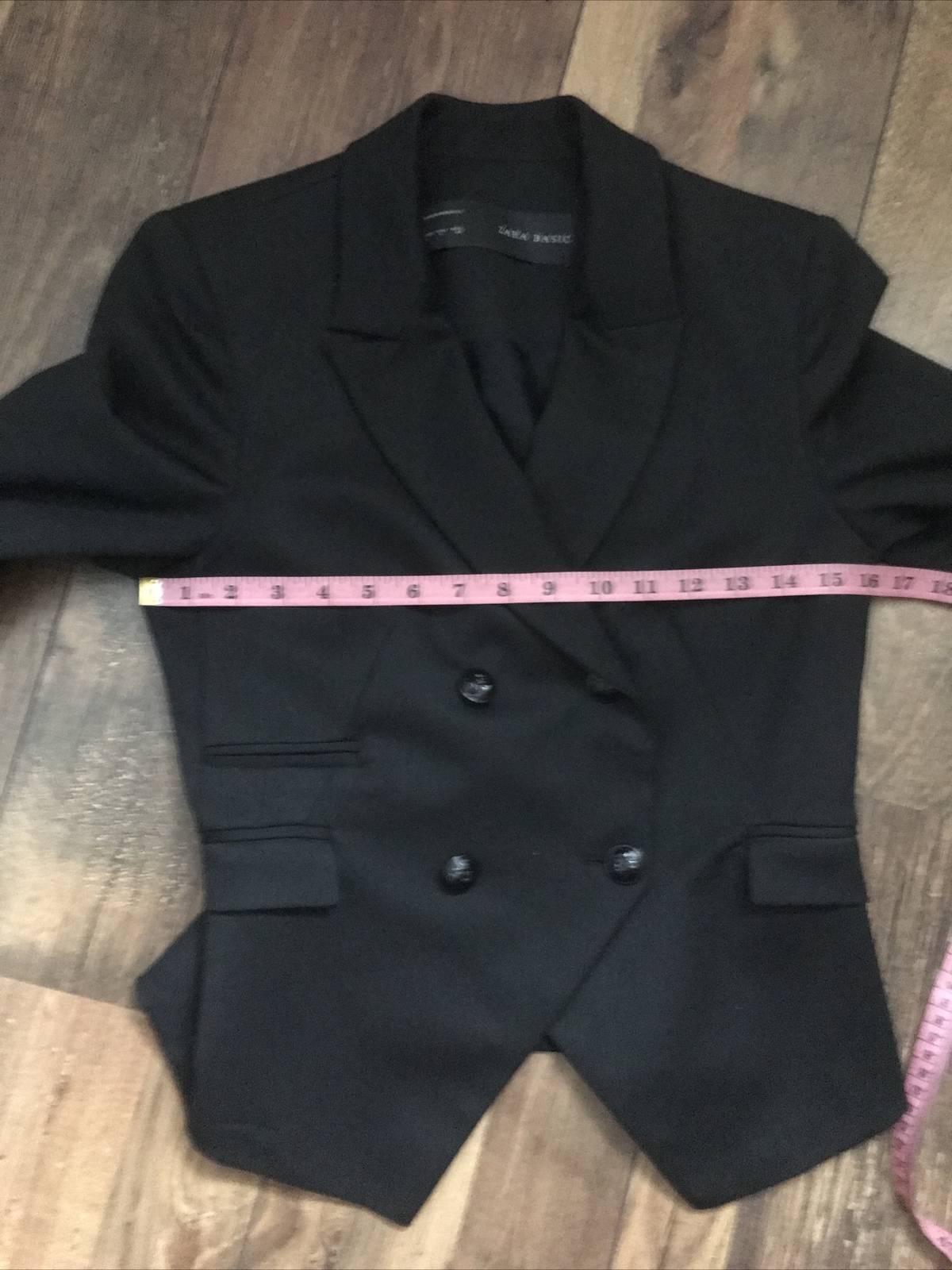 ZARA BASIC Black Double Breasted Short Blazer/Tux… - image 10