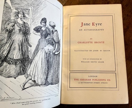 1897 JANE EYRE By CHARLOTTE BRONTE Red Leather Binding ILLUSTRATED EDITION - Picture 2 of 3