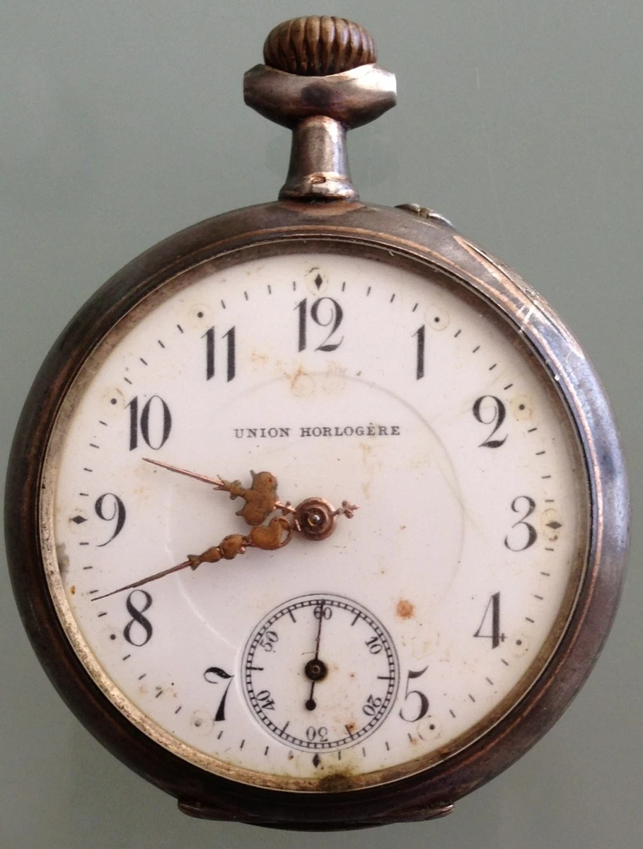 ANTIQUE 800 SILVER UNION HORLOGERE REMONTOIR CYLINDRE 10 RUBIS