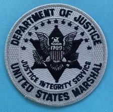 UNITED STATES MARSHAL SHOULDER PATCH   Black  3 1/2"