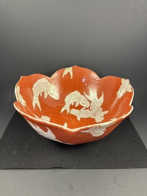 Vintage Goldfish Koi Fish A.C.F. Hong Kong Bowl Collectible Decor 9 