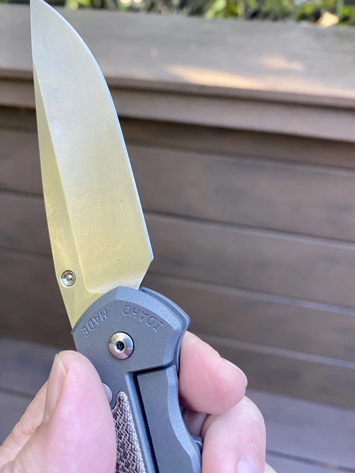 CRK Chris Reeve Knives Large Sebenza 31 - Drop Point Blade/Natural Micarta Inlay - Image 3 of 4