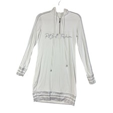 Pit Bull Fashion Dress Womens Small White Hooded Quarter Zip Mesh Trim Tunic
