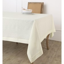 Linen Ivory Tablecloth 60 x 102 Inch - 100% Pure Linen Rectangular Tablecloth...