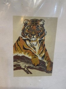 Vintage Crewel Kit Websters Punchkraft Embroidery Kit 3D Tiger NOS Sealed