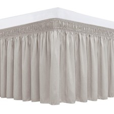 Biscaynebay Wrap Around Bed Skirts for Queen Beds 14" Drop, Camel Grey Adjust...