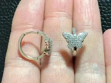 2.00Ct Round Cut Lab Created Hoop/Huggie Women's Earrings 14K White Gold Plated