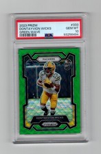 DONTAYVION WICKS 2023 PACKERS PRIZM GREEN WAVE ROOKIE CARD PSA 10