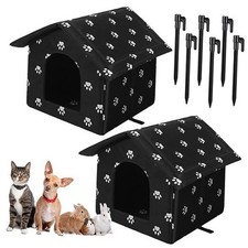Soaoo 2 Pcs 13.78 x 11.81 x 13.78 Inches Feral Cat Shelter Outdoor Cat House