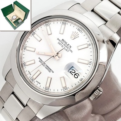 2014 Rolex Datejust II 41mm 116300 White Index Steel Oyster Watch Box/Papers