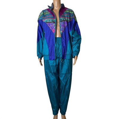 Bold Spirit Vintage 90s Tracksuit Teal Blue Purple Colorblock