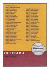 2025/2026 801-900 CHECKLIST #9 CARD FOR TOPPS...