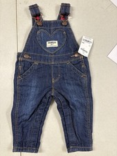 Oshkosh b Gosh Baby Girls Denim Overalls Heart Plaid Lining 3 Month NWT