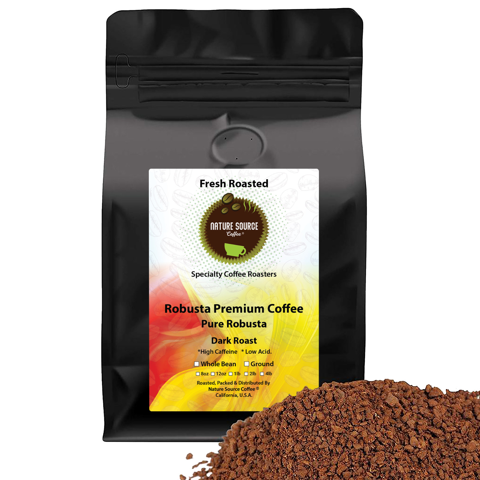 Robusta Premium Coffee | Pure Robusta | Dark Roast | High Caffeine | Low Acid |