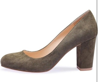 Gr.38 Castamere High Heels Runde Zehenpartie Pumps Blockabsatz 8CM Grün Heel