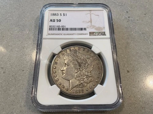 1883 S NGC AU50 Morgan Silver Dollar $1 US Mint Rare Key Date Coin 1883-S AU-50