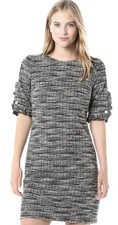 KARL LAGERFELD PARIS Women's Dress Sz 2 Tweed Crepe Pearl Detail Office Classic