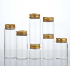 Bulk Buy 5ml - 200ml Empty Clear Glass Bottles Jars With Aluminum Gold Caps