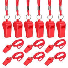 Plastic Whistles with Lanyard, 12 Pcs Red-Fitting for Coaches/Referee 