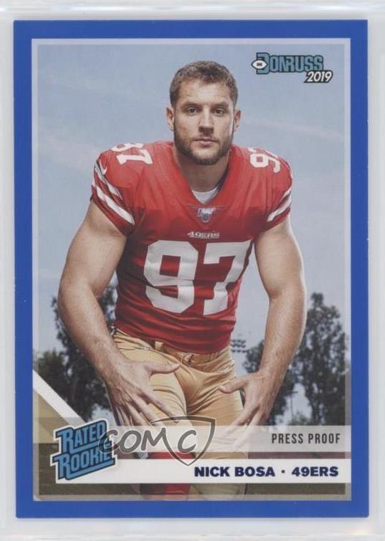 2019 Panini Donruss Rated Rookie Press Proof Blue Nick Bosa #318 Rookie RC w8t