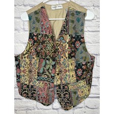 Baxter Wells Vintage Women's Tapestry Patchwork Boho Vest Button Down Sz Med