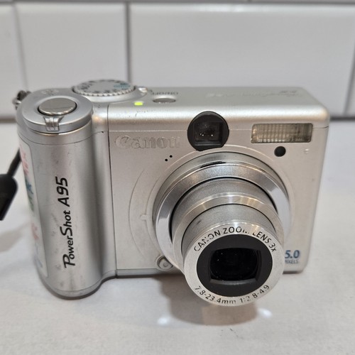 Canon PowerShot A95 5MP Digital Camera 3x Optical Zoom Silver Works SM CARD Case - Picture 3 of 18