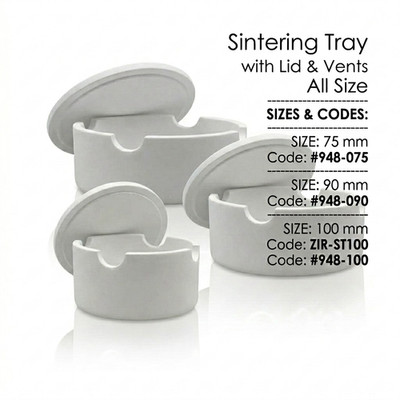 BesQual Zirconia Sintering Round Tray with lid & vent, 75-90-100mm, 1,700°C max