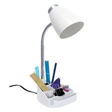LD1067-WHT Compartmental Desk Lamp with iPhone/iPad/Stand, Bendable Gooseneck...
