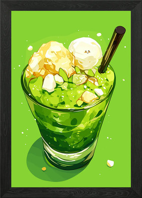 Matcha Dessert Getränk mit Eis gerahmtes Wandbild Poster Leinwanddruck Bild