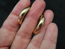 Vintage Gold Tone Medium Hoop Pierced Earrings