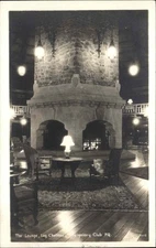 Quebec Seigniory Club Lounge Log Chateau c1930-50s Real Photo Vintage Postcard