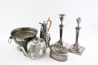 Vintage Silver Plate Ware Inc Fruit Bowl Pitcher Candlestick Etc 4032g
