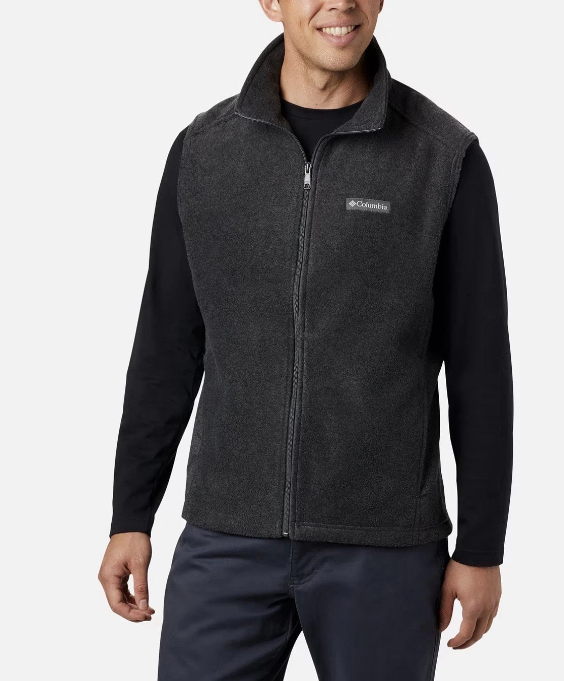 Columbia Vest Jacket Dark Gray Fleece Outdoors Hiking Lightweight Men’s L NEW