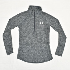 Under Armour Women's 1/4 Zip Sweatshirt Loose Heatgear Polyester Gray Size M