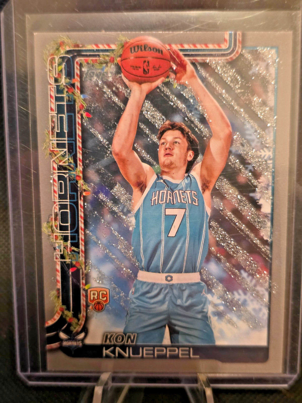 2025-26 Topps Holiday #H164 Kon Knueppel Rookie RC Silver Glitter (50F)