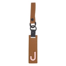 Initial Letter Keychain, PU Leather Alphabet Keychain Brown Letter-J
