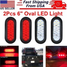 2pack 6 Red White Oval Reversestopturntail Brake Sealed Truck Trailer Light