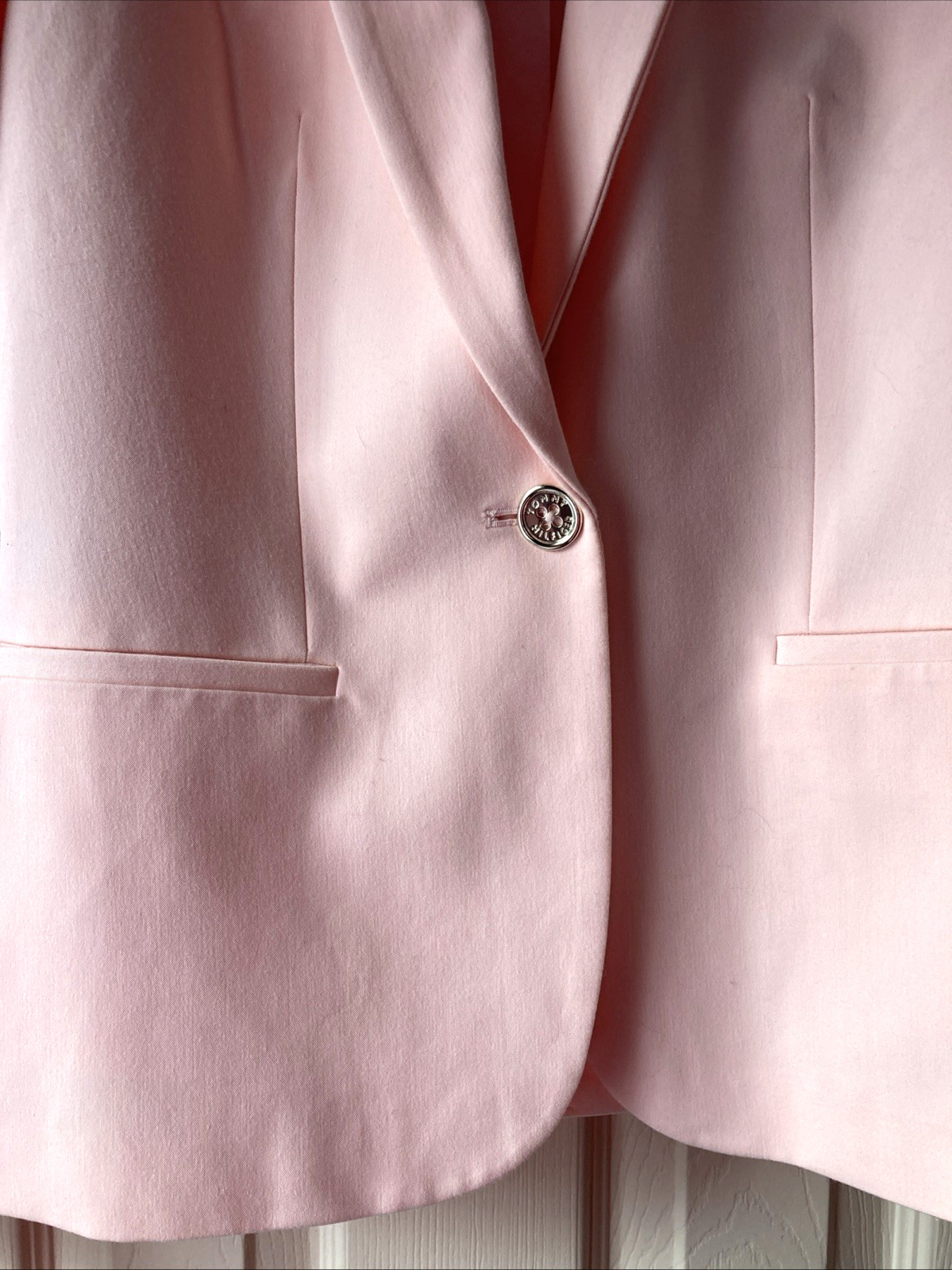 Tommy Hilfiger Modern One Button Women Sz 10 Pink Lined Tailored Jacket A1 image 2