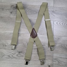 Carhartt 2" Men's Khaki Work Suspenders Clip On Adjustable Stretchy Wide Leather